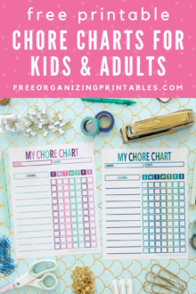 Free Printable Chore Charts for Kids and Adults