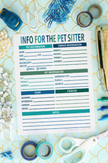 Free Printable Pet Sitting Forms | Free Organizing Printables
