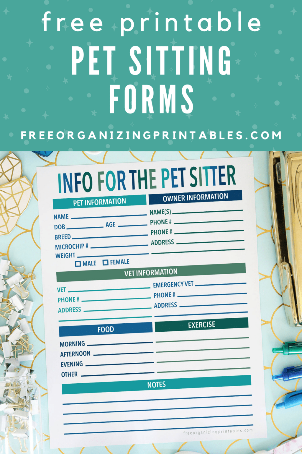 Free Printable Pet Sitting Forms | Free Organizing Printables
