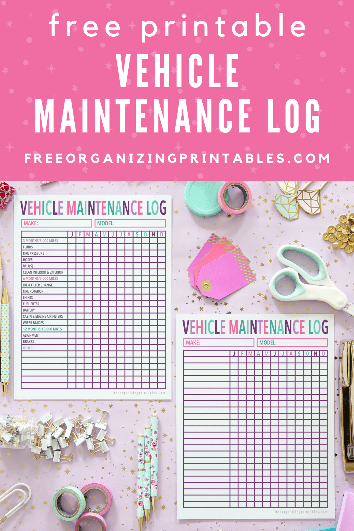 Vehicle Maintenance Log Printable | Free Organizing Printables